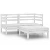vidaXL Set mobilier de grădină, 3 piese, alb, lemn masiv de pin
