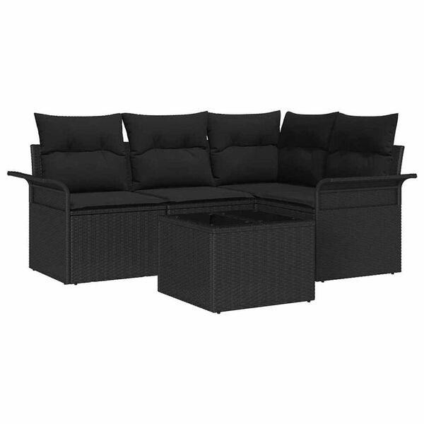 vidaXL Set de canapele pentru grădină 5 pcs Negru poliratan