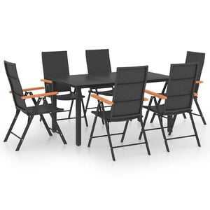 vidaXL Set mobilier de grădină, 7 piese, negru și maro