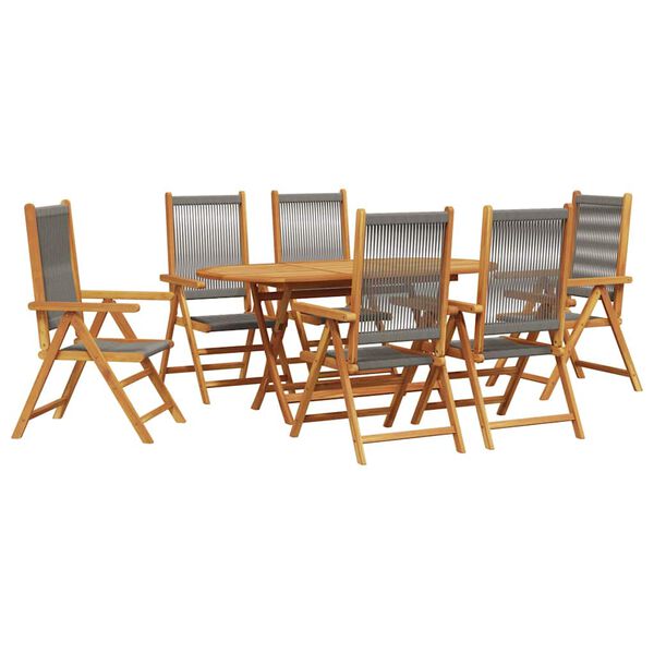 vidaXL Set de masă pentru grădină 7 pcs Gri Lemn Solid de Acacia