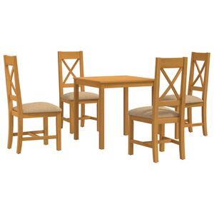 vidaXL Set de dining 5 buc. Bej Lemn de stejar masiv