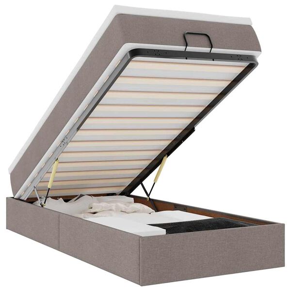 vidaXL Cadru de pat otoman cu saltea Taupe 100x200cm Material