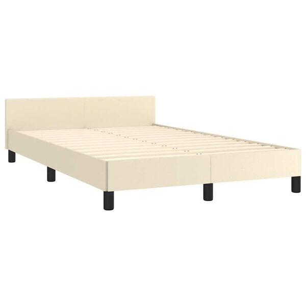 vidaXL Cadru de pat fără saltea cremă 120x190 cm piele artificială
