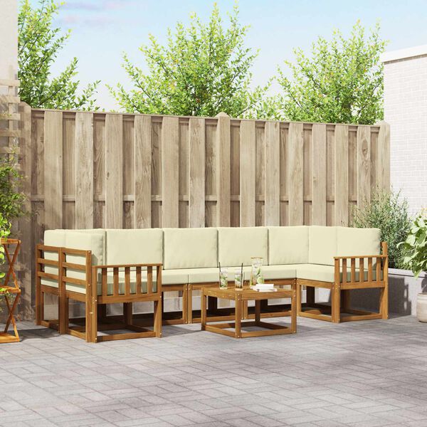 vidaXL Set de canapele de exterior cu pernă 8 pcs Natural și Crem
