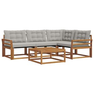 vidaXL Set de canapele de exterior 5 pcs Gri natural și deschis