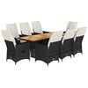 vidaXL Set mobilier de grădină cu perne, 9 piese, negru, poliratan