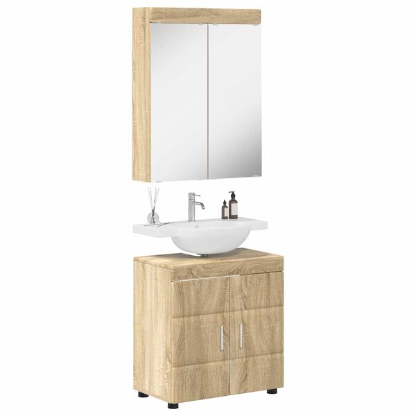 vidaXL Set de mobilier pentru baie TULUM Stejar Sonoma Lemn compozit