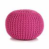 vidaXL Puf tricotat manual, bumbac, 50 x 35 cm, roz