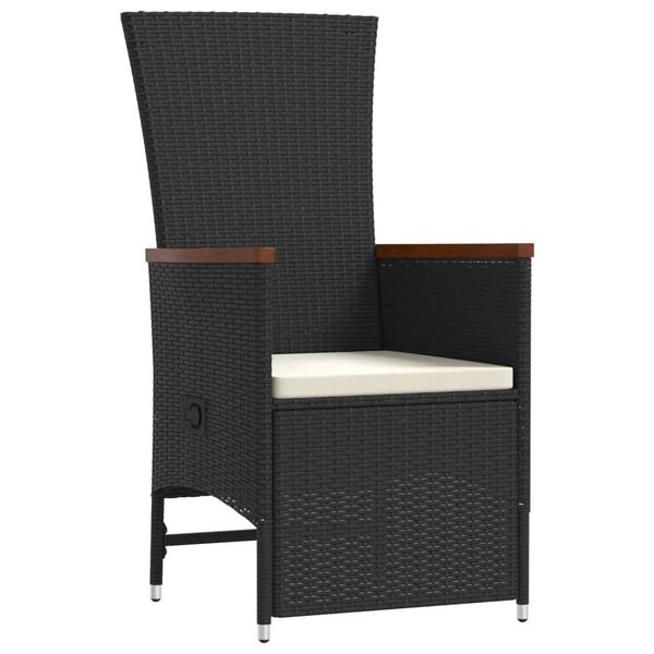 vidaXL Set mobilier de grădină cu perne, 9 piese, negru, poliratan