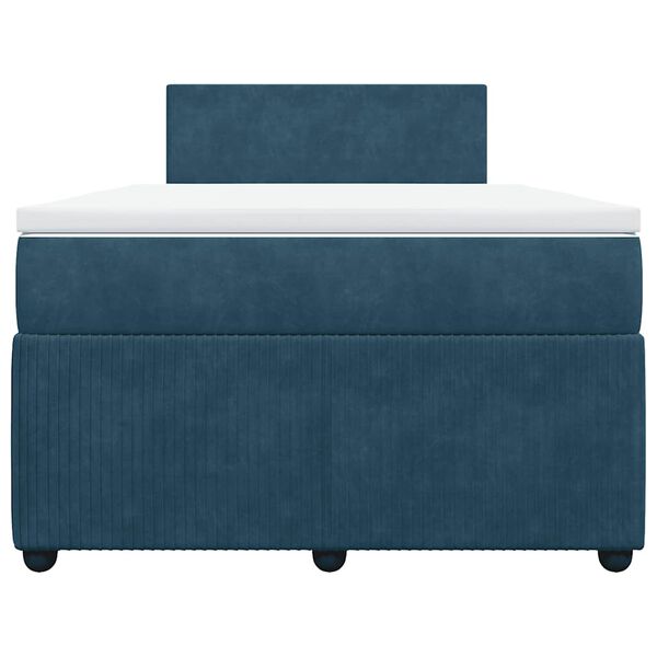 vidaXL Pat box spring cu saltea, albastru, 120x190 cm, catifea