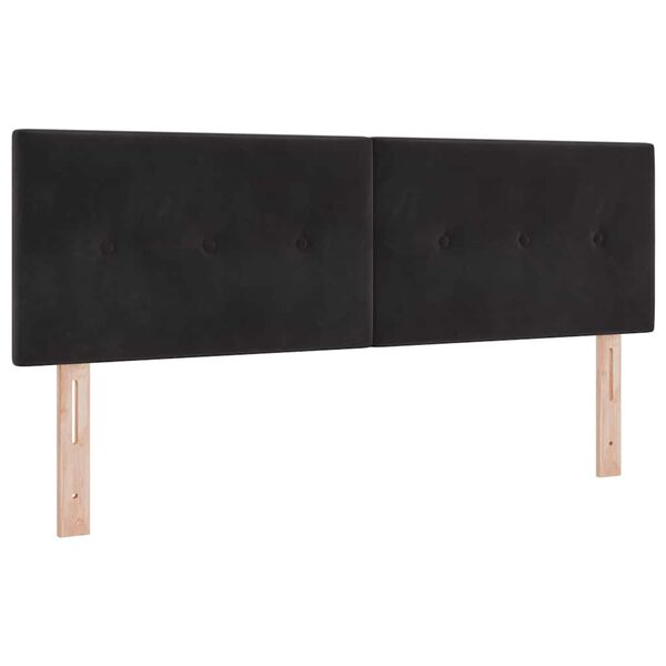 vidaXL Pat cu arcuri cu saltea cu headboard Negru 190 x 140 cm Catifea