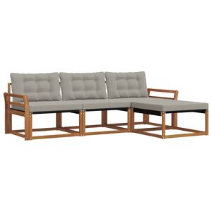 vidaXL Set de canapele de exterior 4 pcs Gri natural și deschis