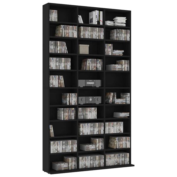 vidaXL Dulap pentru CD-uri, negru, 102x16x177,5 cm, lemn compozit
