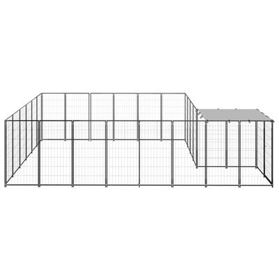vidaXL Padoc pentru câini, negru, 12,1 m², oțel