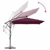vidaXL Parasol banana cu brațe Roșu bordo 249 x 249 x 250 cm