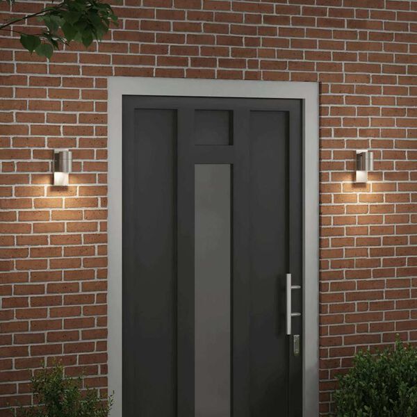 vidaXL Lumină de perete pentru exterior 2 pcs Argintiu