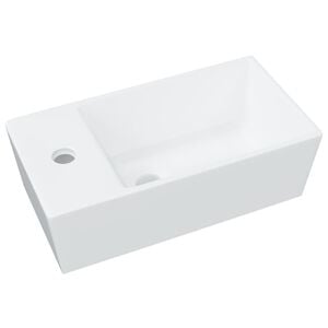 vidaXL Chiuvetă de baie, alb, 48x25x15 cm, ceramică