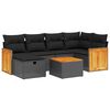 vidaXL Set canapele de grădină cu perne, 7 piese, negru, poliratan