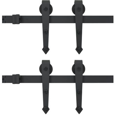 vidaXL Set piese pentru uși glisante, negru, 2 x 183 cm, oțel