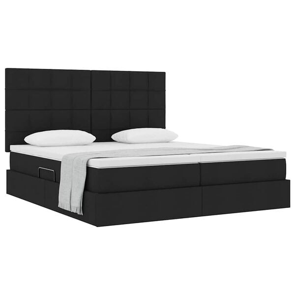 vidaXL Pat cu storage cu saltea Negru 200 x 200 cm Piele artificială