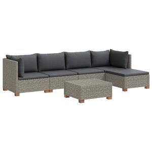 vidaXL 6 buc. Set de lounge din ratan cu perne GENDT Ratan Natural