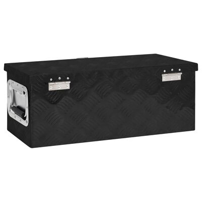 vidaXL Cutie de depozitare, negru, 60x23,5x23 cm, aluminiu