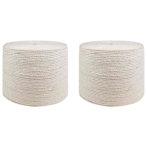 vidaXL Fr&acirc;nghie din iută 2 buc. 2 mm Alb 100% jute Tossa