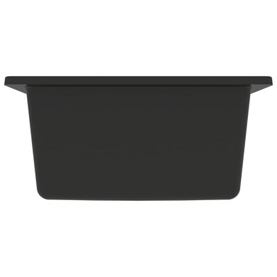 vidaXL Chiuvetă de bucătărie cu orificiu de preaplin, negru, granit