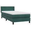 vidaXL Pat box spring cu saltea, verde &icirc;nchis, 80x220 cm, catifea