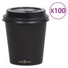 vidaXL Pahare de cafea de h&acirc;rtie cu capace, 100 buc., negru, 200 ml