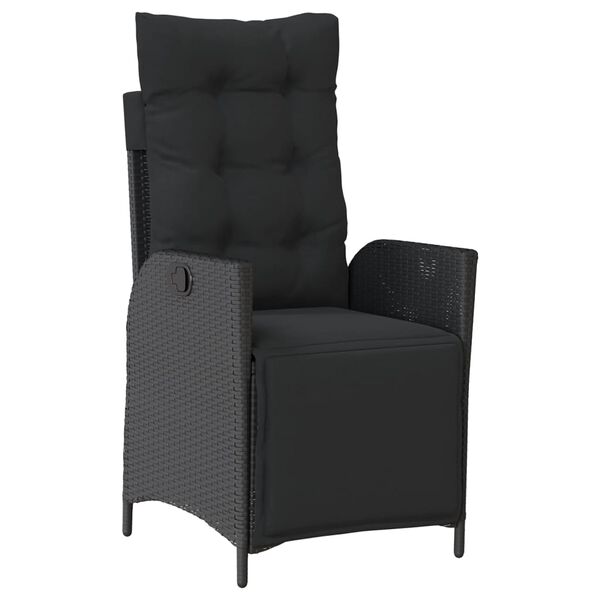 vidaXL Set mobilier de grădină cu perne, 7 piese, negru, poliratan