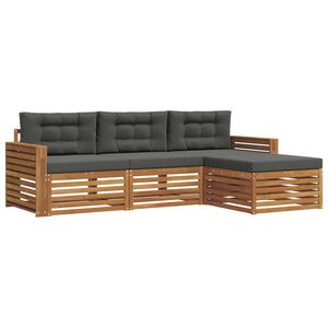 vidaXL Set de canapele de exterior 4 buc. Natural și Antracit