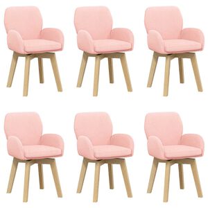 vidaXL Scaune de dining rotative 6 buc. Boucl&eacute; Roz 54 x 58 x 87 cm