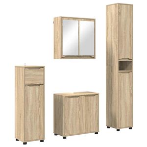 vidaXL Set de mobilier pentru baie 4 pcs Stejar Sonoma Lemn compozit