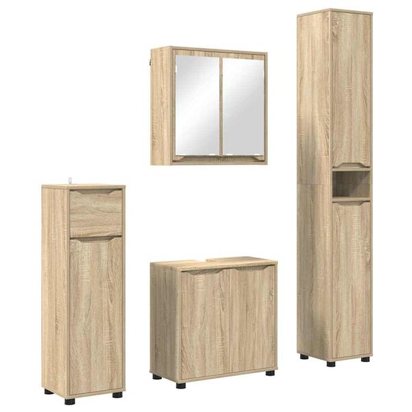 vidaXL Set de mobilier pentru baie 4 pcs Stejar Sonoma Lemn compozit