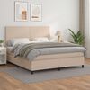 vidaXL Pat box spring cu saltea, cappuccino, 180x200cm piele ecologică