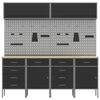 vidaXL Set de dulapuri de lucru cu sertar cu depozitare 10 pcs Negru