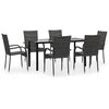 vidaXL Set mobilier de grădină, 7 piese, gri, poliratan