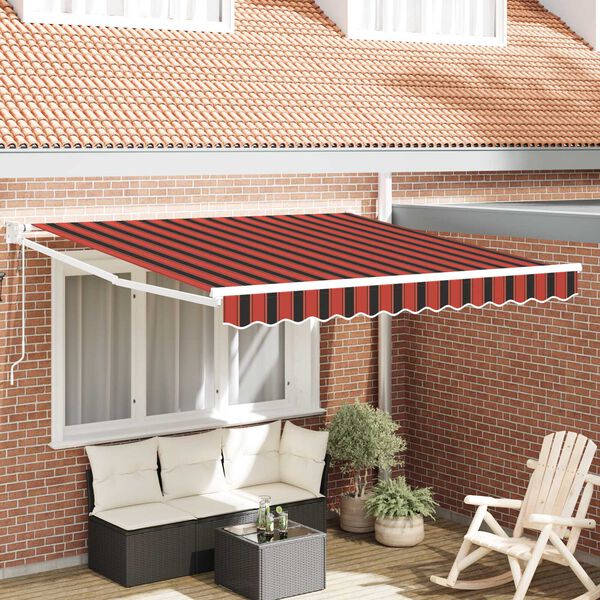 vidaXL Cortina Retractabilă Dungi Portocalie și maro 300 x 250 cm