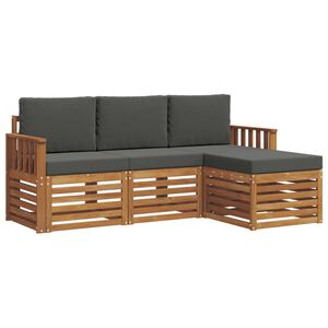 vidaXL Set de canapele de exterior cu pernă 4 pcs Natural și Antracit
