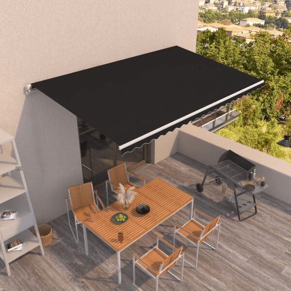 vidaXL Copertină retractabilă manual, antracit, 500x350 cm