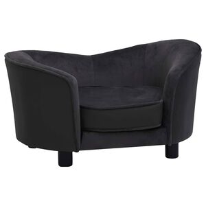 vidaXL Canapea pentru c&acirc;ini negru 69x49x40 cm, pluș/piele ecologică