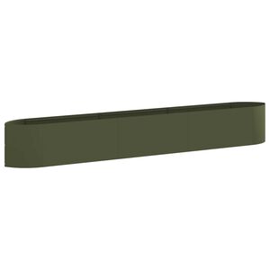 vidaXL Pat de grădină ridicat Verde măsliniu 300 x 40 x 40 cm Oțel