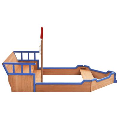 vidaXL Groapă de nisip, navă pirat, 190 x 94,5 x 101 cm, lemn de brad