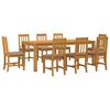 vidaXL Set de dining 9 buc. Gri Lemn de stejar masiv