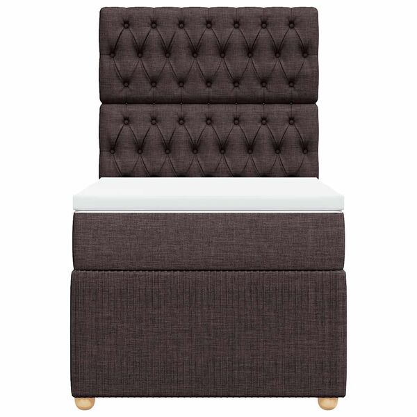 vidaXL Pat box spring cu saltea, maro &icirc;nchis, 80x200 cm, textil