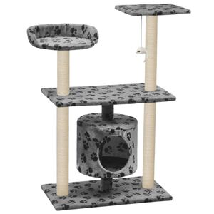 vidaXL Ansamblu pisici, st&acirc;lpi funie sisal, 95 cm imprimeu lăbuțe Gri