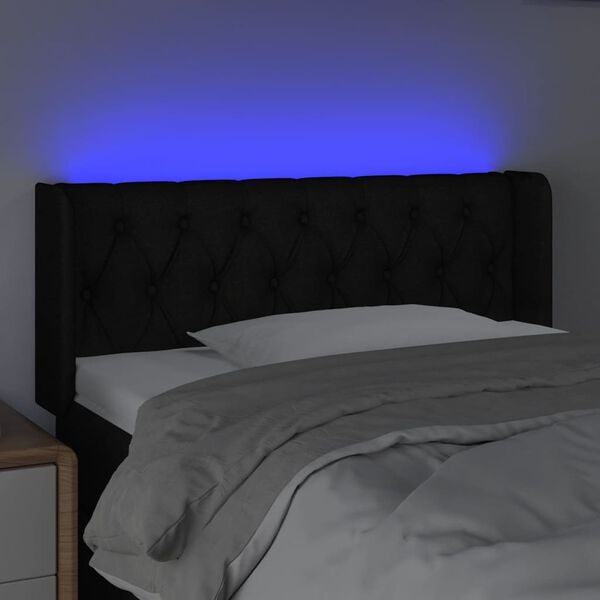 vidaXL Tăblie de pat cu LED, negru, 93x16x78/88 cm, textil