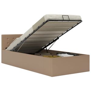 vidaXL Cadru pat hidraulic cu ladă cappuccino 90x200cm piele ecologică