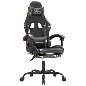 vidaXL Scaun de gaming cu suport picioare, negru/camuflaj, piele eco